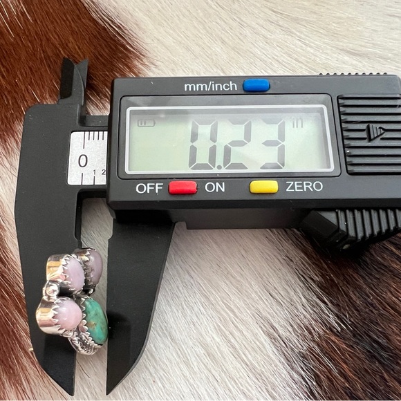 ❤️ Emerald Valley Turquoise & Pink Opal Navajo Style Sterling Cluster Earrings - Picture 16 of 16